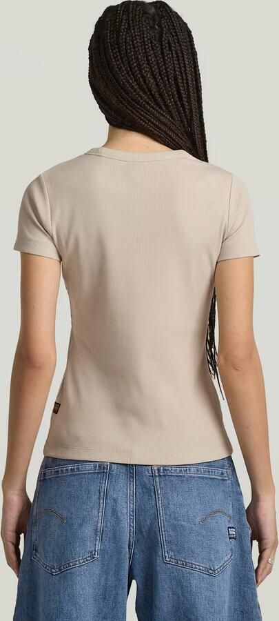 G-Star RAW T-shirt Rib Cap Sleeve van ribjersey slim fit - Foto 5