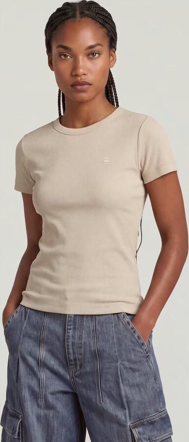 G-Star RAW T-shirt Rib Cap Sleeve van ribjersey slim fit - Foto 5