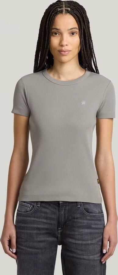 G-Star RAW T-shirt Rib Cap Sleeve van ribjersey slim fit - Foto 7