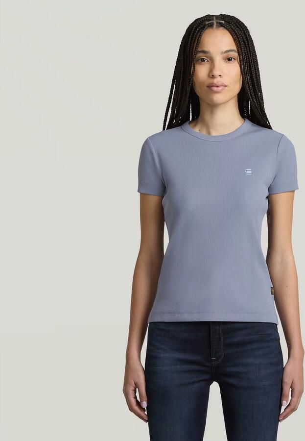 G-Star RAW T-shirt Rib Cap Sleeve van ribjersey slim fit - Foto 7