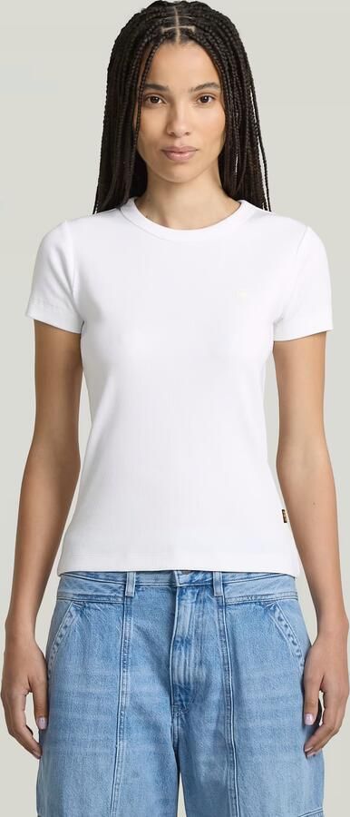 G-Star RAW T-shirt Rib Cap Sleeve van ribjersey slim fit - Foto 7