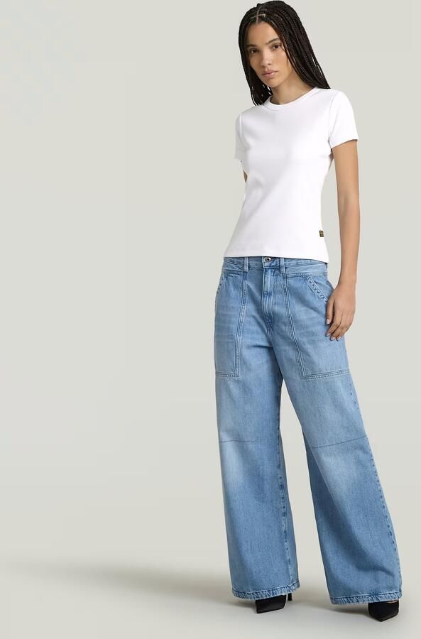 G-Star RAW T-shirt Rib Cap Sleeve van ribjersey slim fit - Foto 6