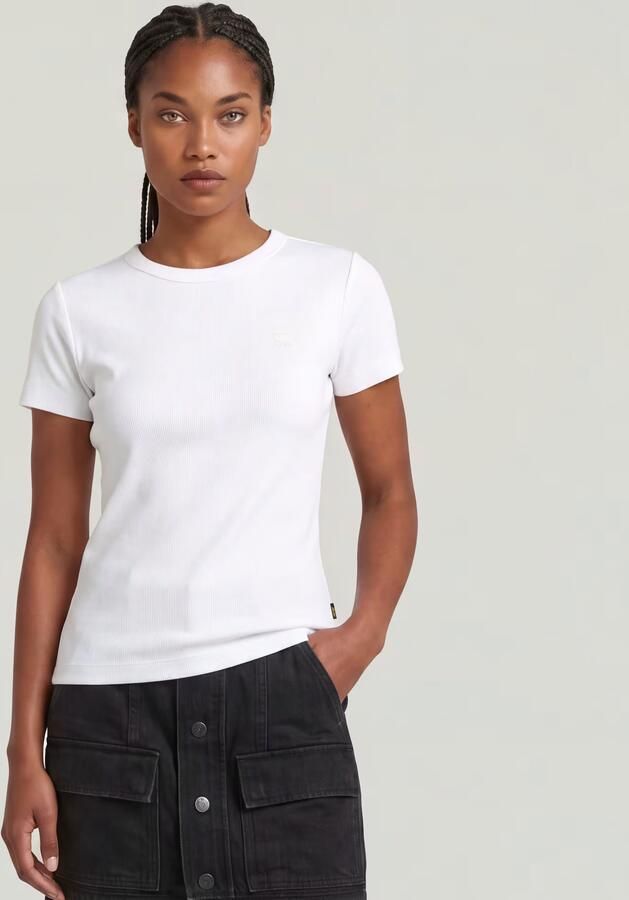 G-Star RAW T-shirt Rib Cap Sleeve van ribjersey slim fit - Foto 4
