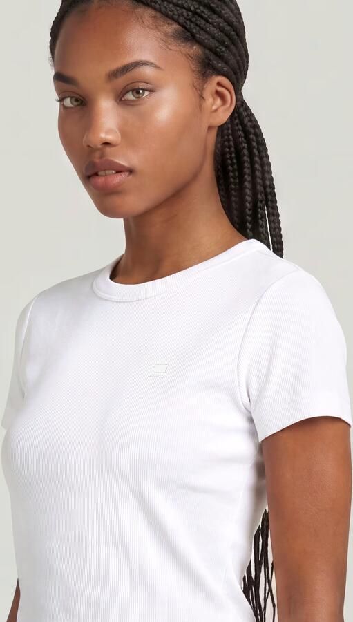 G-Star RAW T-shirt Rib Cap Sleeve van ribjersey slim fit - Foto 9