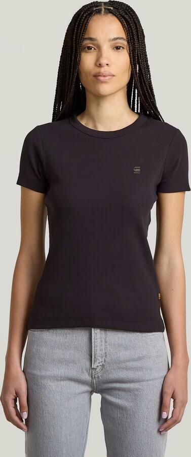 G-Star RAW T-shirt Rib Cap Sleeve van ribjersey slim fit - Foto 6