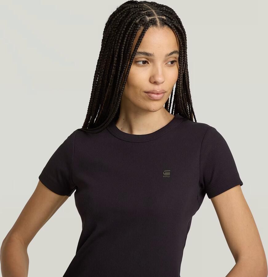 G-Star RAW T-shirt Rib Cap Sleeve van ribjersey slim fit - Foto 2