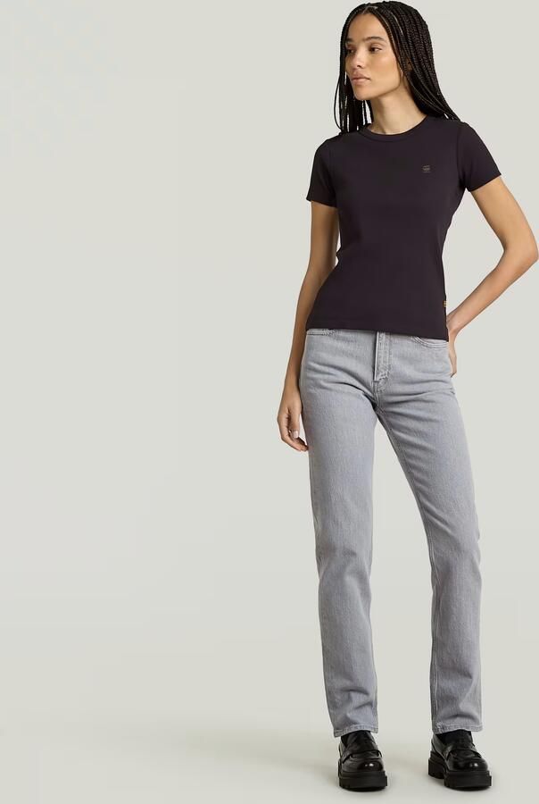 G-Star RAW T-shirt Rib Cap Sleeve van ribjersey slim fit - Foto 4