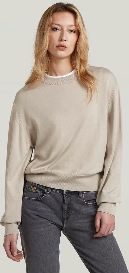 G-Star RAW Rib Knit Sweat Trui Beige Dames