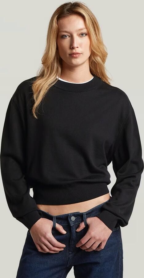 G-Star RAW Rib Knit Sweat Trui Zwart Dames