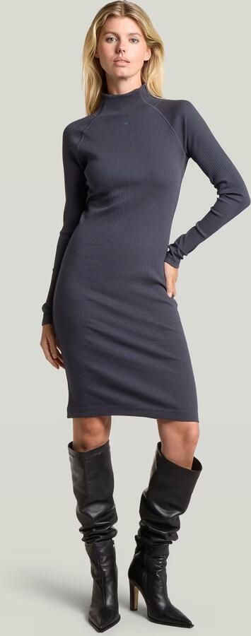 G-Star RAW Rib Slim Jurk Donkerblauw Dames