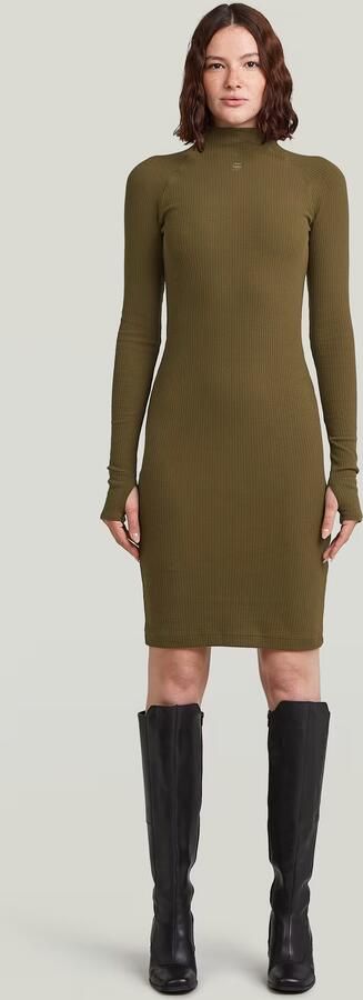 G-Star RAW Rib Slim Jurk Groen Dames - Foto 6