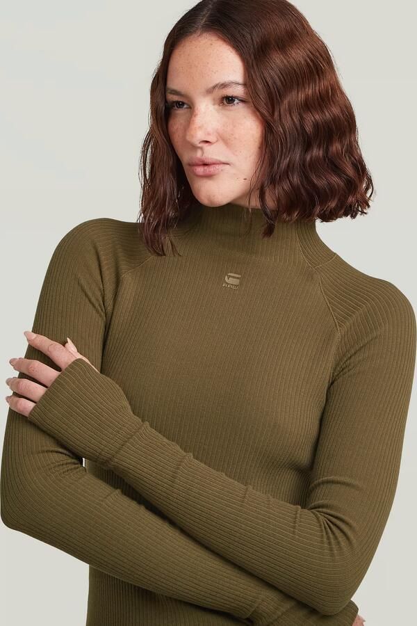 G-Star RAW Rib Slim Jurk Groen Dames - Foto 3