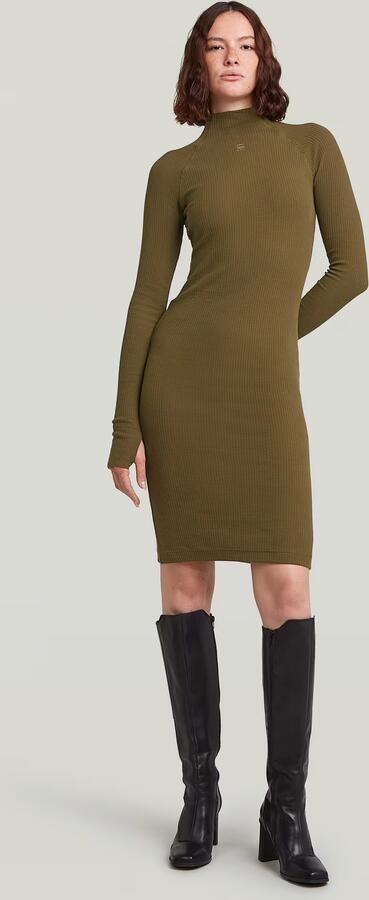 G-Star RAW Rib Slim Jurk Groen Dames - Foto 4