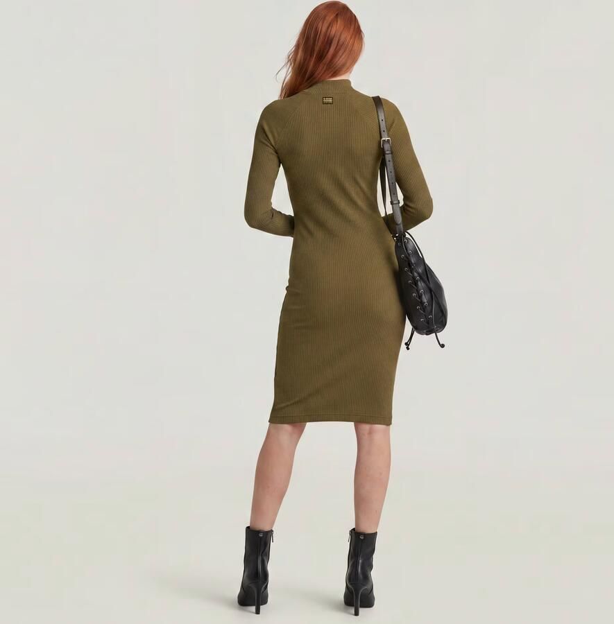 G-Star RAW Rib Slim Jurk Groen Dames - Foto 4