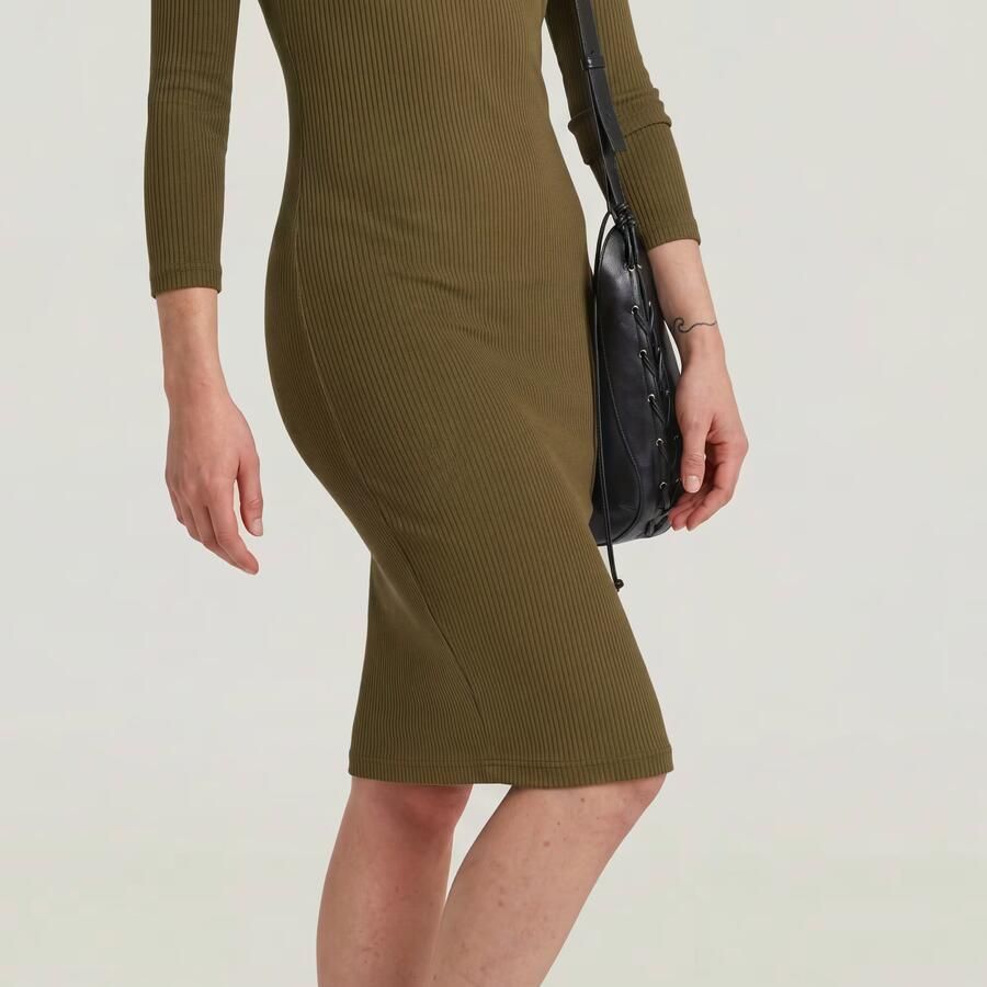 G-Star RAW Rib Slim Jurk Groen Dames - Foto 3