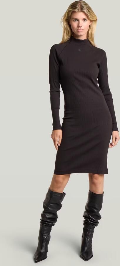 G-Star RAW Rib Slim Jurk Zwart Dames