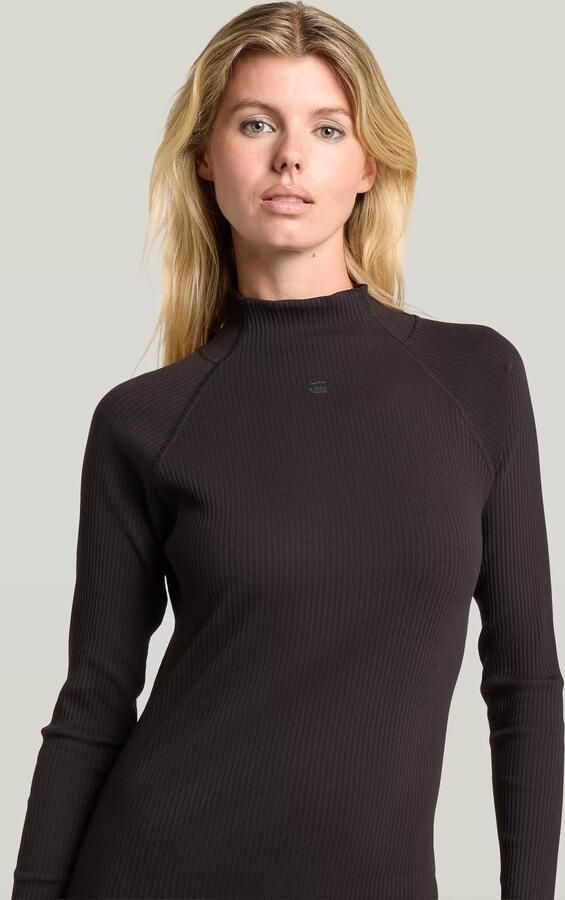 G-Star RAW Rib Slim Jurk Zwart Dames - Foto 4