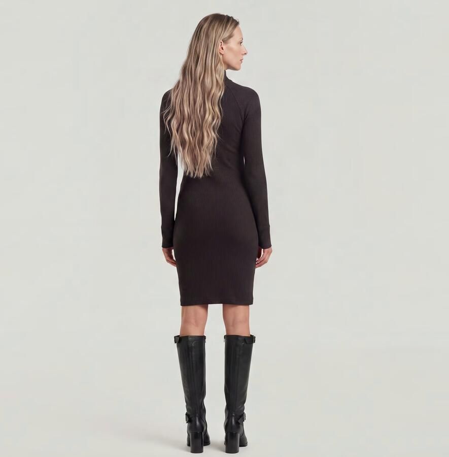 G-Star RAW Rib Slim Jurk Zwart Dames - Foto 3