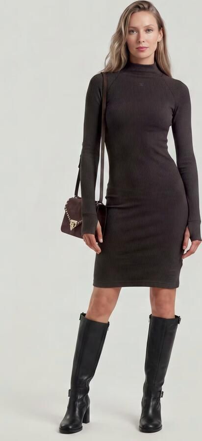 G-Star RAW Rib Slim Jurk Zwart Dames - Foto 7