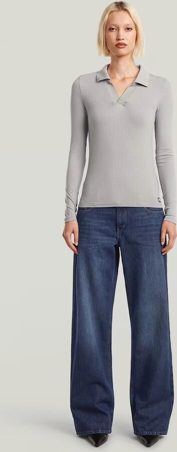 G-Star RAW Ribbed Slim Longsleeve Polo Grijs Dames - Foto 6