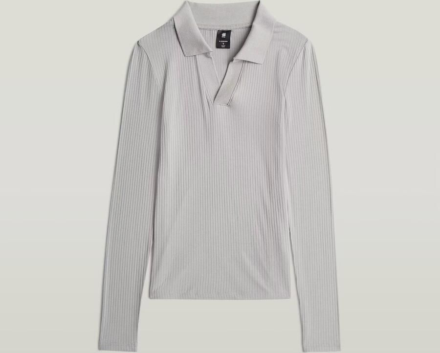 G-Star RAW Ribbed Slim Longsleeve Polo Grijs Dames