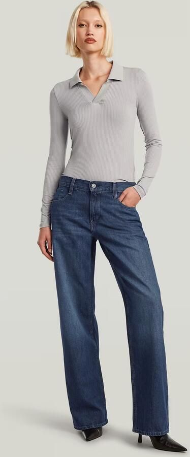 G-Star RAW Ribbed Slim Longsleeve Polo Grijs Dames - Foto 5