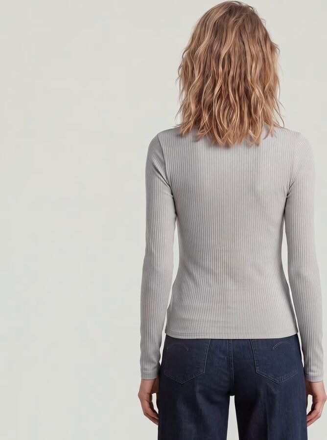 G-Star RAW Ribbed Slim Longsleeve Polo Grijs Dames - Foto 4