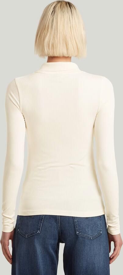 G-Star RAW Ribbed Slim Polo Beige Dames - Foto 4