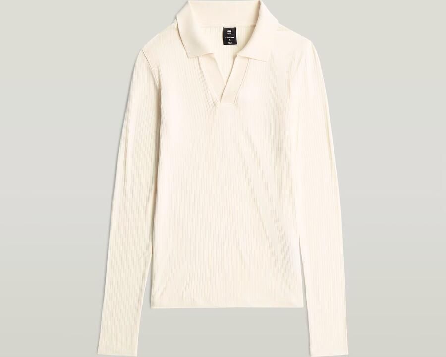 G-Star RAW Ribbed Slim Polo Beige Dames