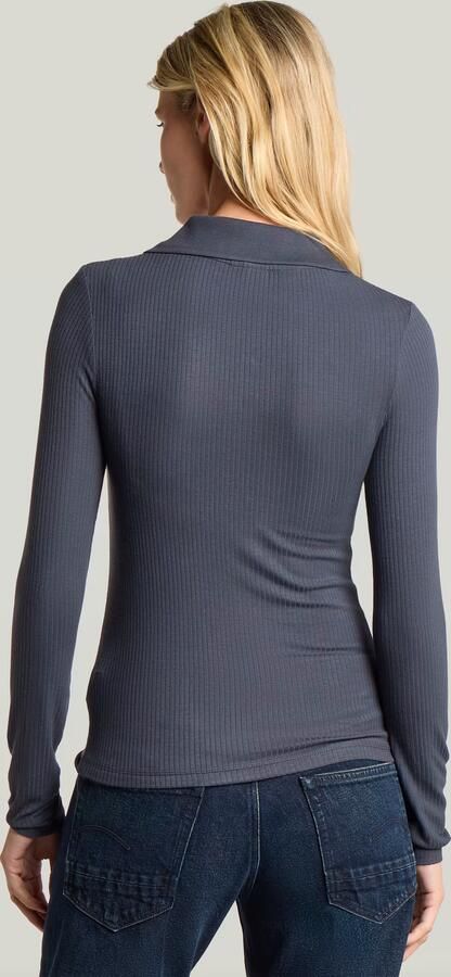 G-Star RAW Ribbed Slim Polo Donkerblauw Dames - Foto 4