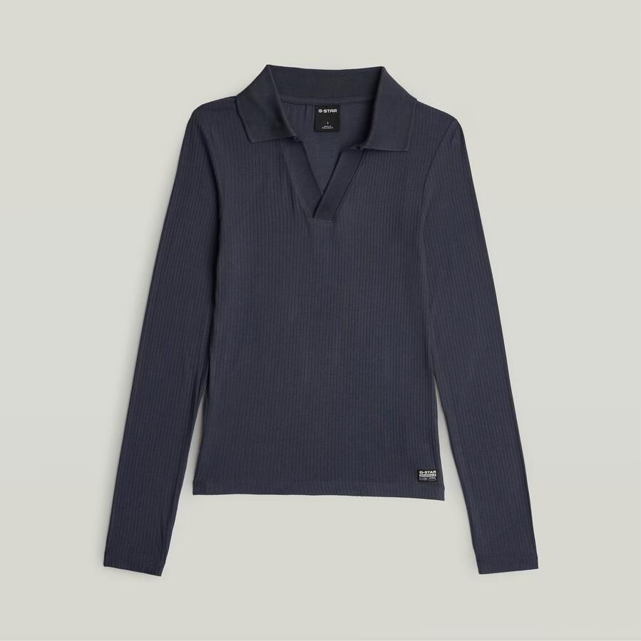 G-Star RAW Ribbed Slim Polo Donkerblauw Dames - Foto 2