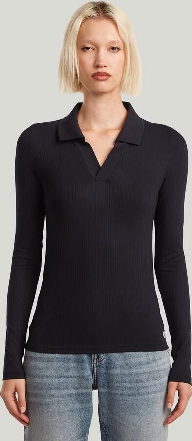 G-Star RAW Ribbed Slim Polo Zwart Dames - Foto 5