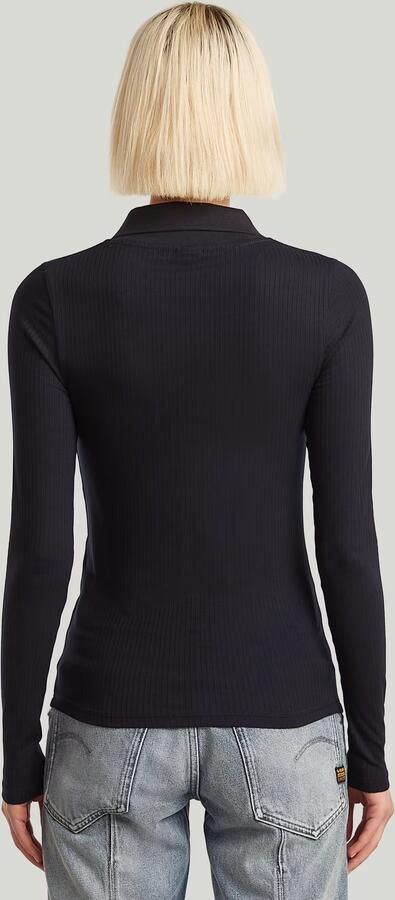G-Star RAW Ribbed Slim Polo Zwart Dames - Foto 4