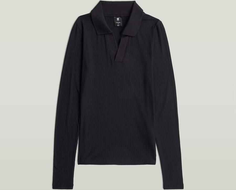 G-Star RAW Ribbed Slim Polo Zwart Dames
