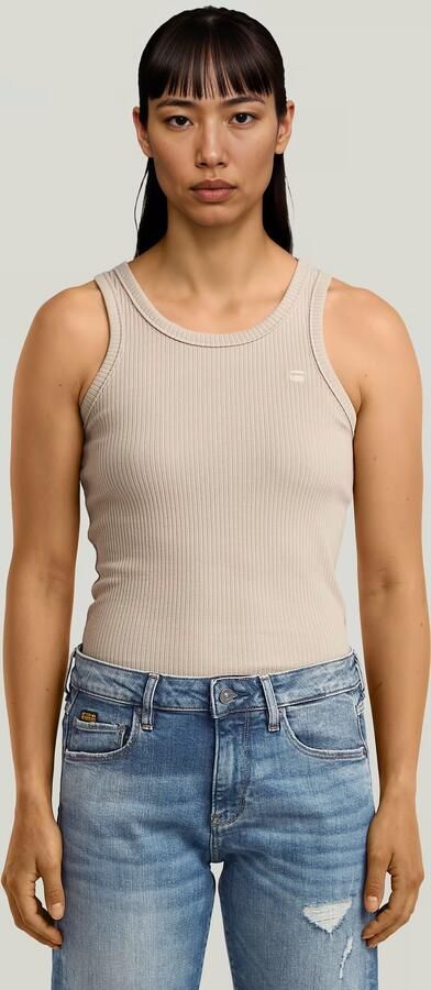 G-Star RAW Ribbed Tanktop Beige Dames - Foto 5
