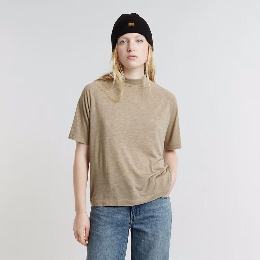 G-Star RAW Saddle Sleeve Boxy Top Beige Dames