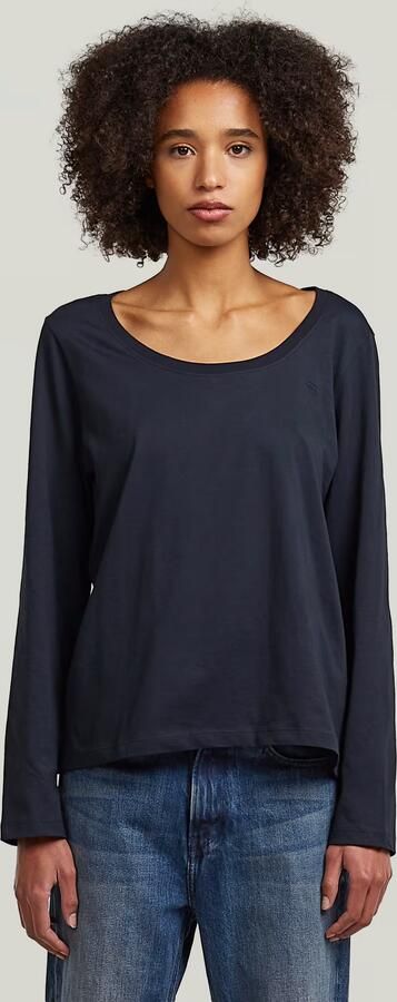 G-Star RAW Scoop Neck Longsleeve T-Shirt Donkerblauw Dames