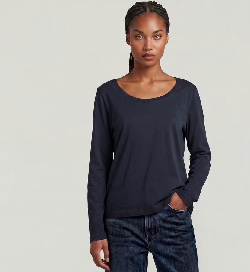 G-Star RAW Scoop Neck Longsleeve T-Shirt Donkerblauw Dames - Foto 3