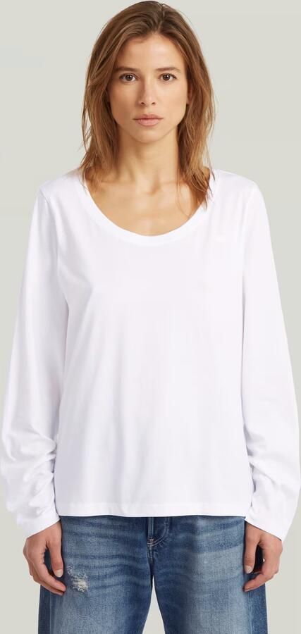 G-Star RAW Scoop Neck Longsleeve T-Shirt Wit Dames