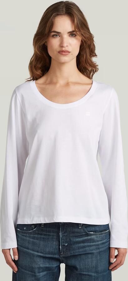 G-Star RAW Scoop Neck Longsleeve T-Shirt Wit Dames