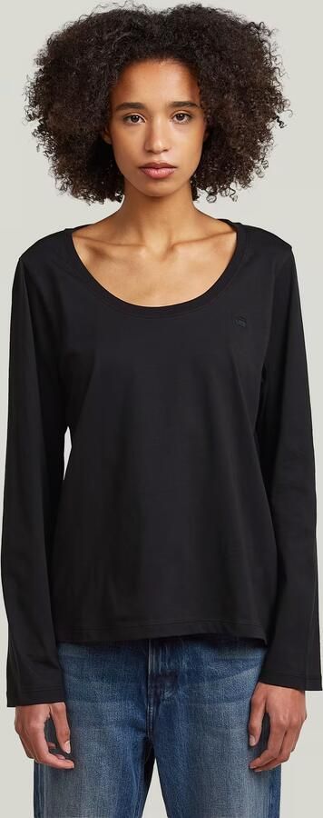 G-Star RAW Scoop Neck Longsleeve T-Shirt Zwart Dames