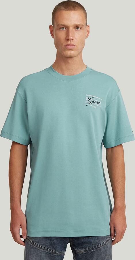 G-Star RAW Script Graphic T-Shirt Midden blauw Heren