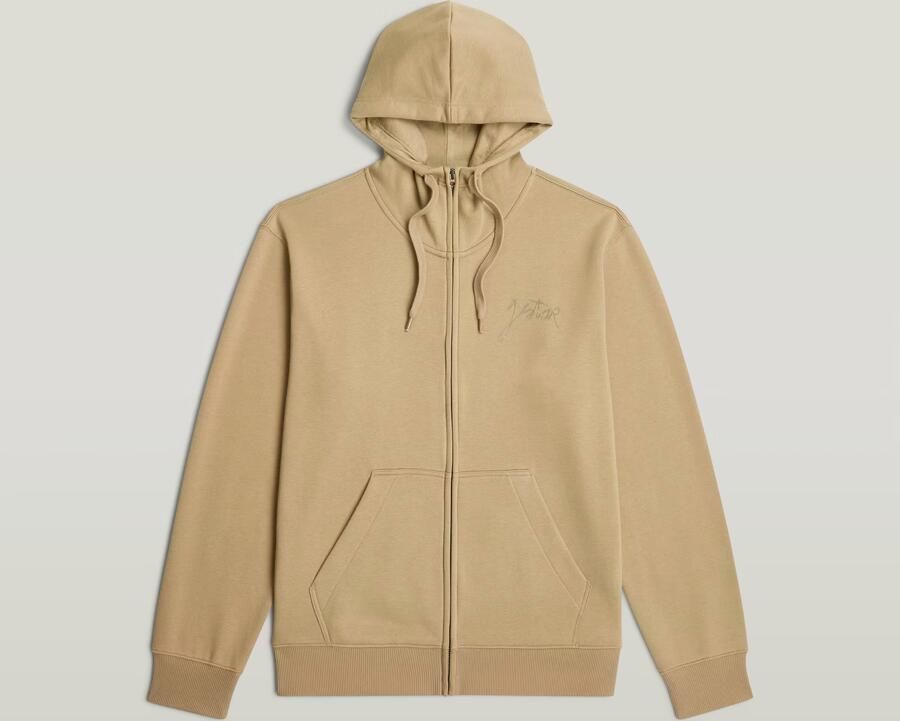 G-Star RAW Script Hoodie Zip Sweatvest Beige Heren - Foto 3