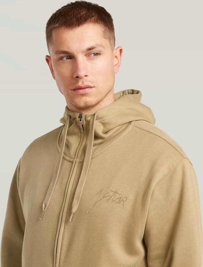 G-Star RAW Script Hoodie Zip Sweatvest Beige Heren - Foto 4