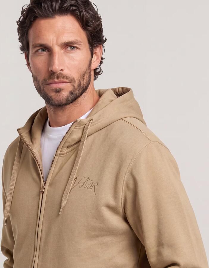 G-Star RAW Script Hoodie Zip Sweatvest Beige Heren - Foto 3