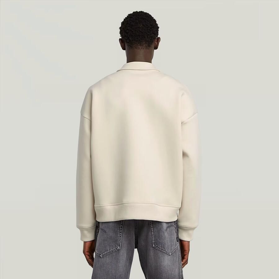 G-Star RAW Scuba Polo Collar Loose Sweater Wit Heren