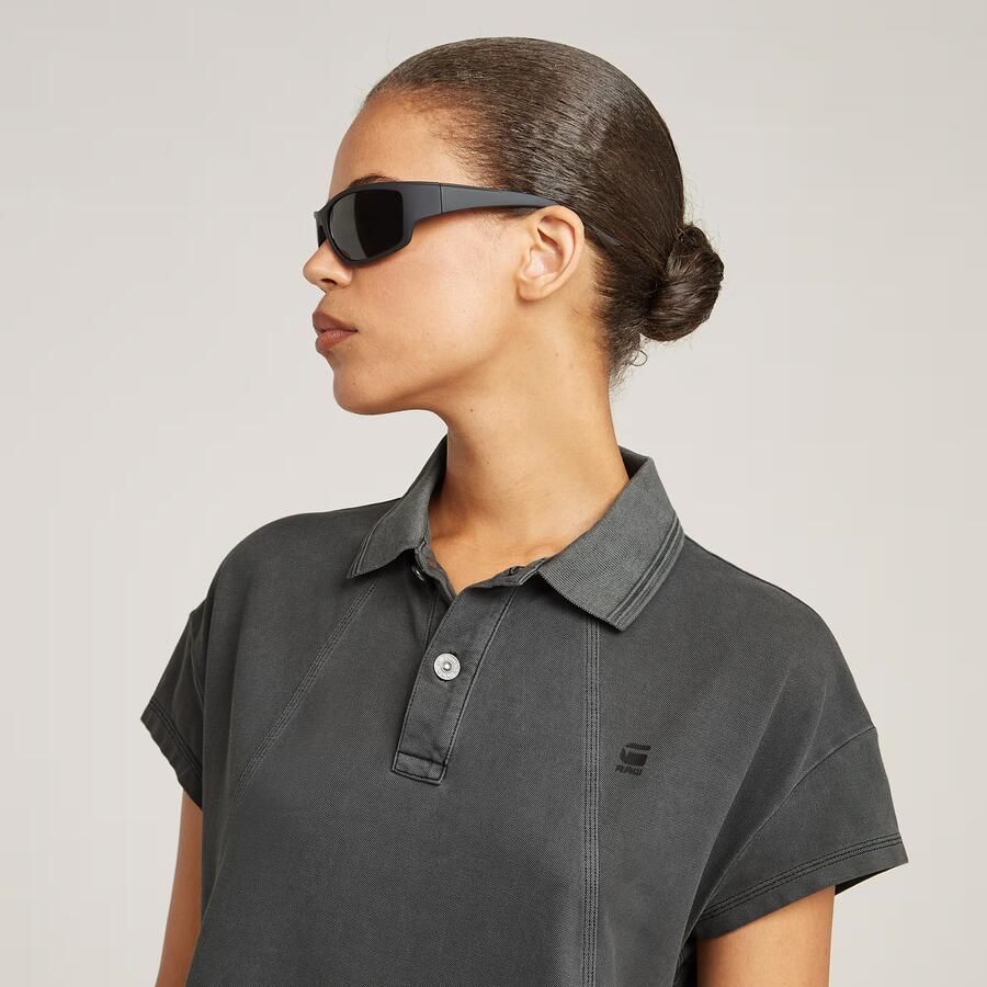 G-Star RAW Seam Detail Polo Jurk Zwart Dames