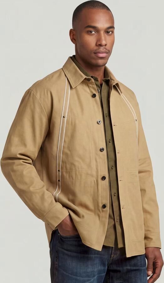 G-Star RAW Selvedge Overshirt Beige Heren - Foto 6
