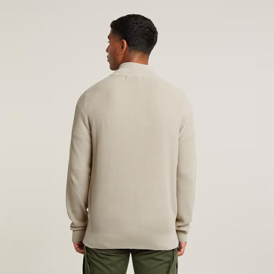 G-Star RAW Serrated Gebreid Vest Met Rits Beige Heren
