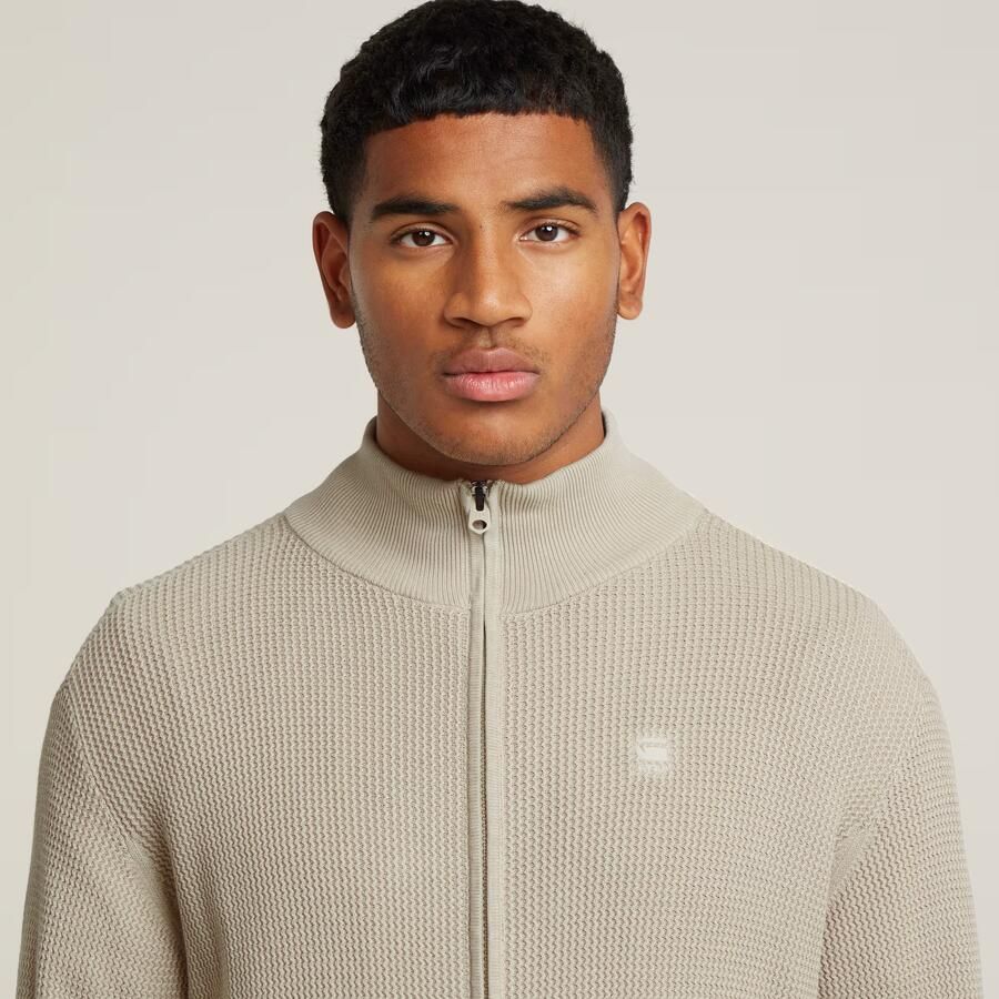 G-Star RAW Serrated Gebreid Vest Met Rits Beige Heren - Foto 4